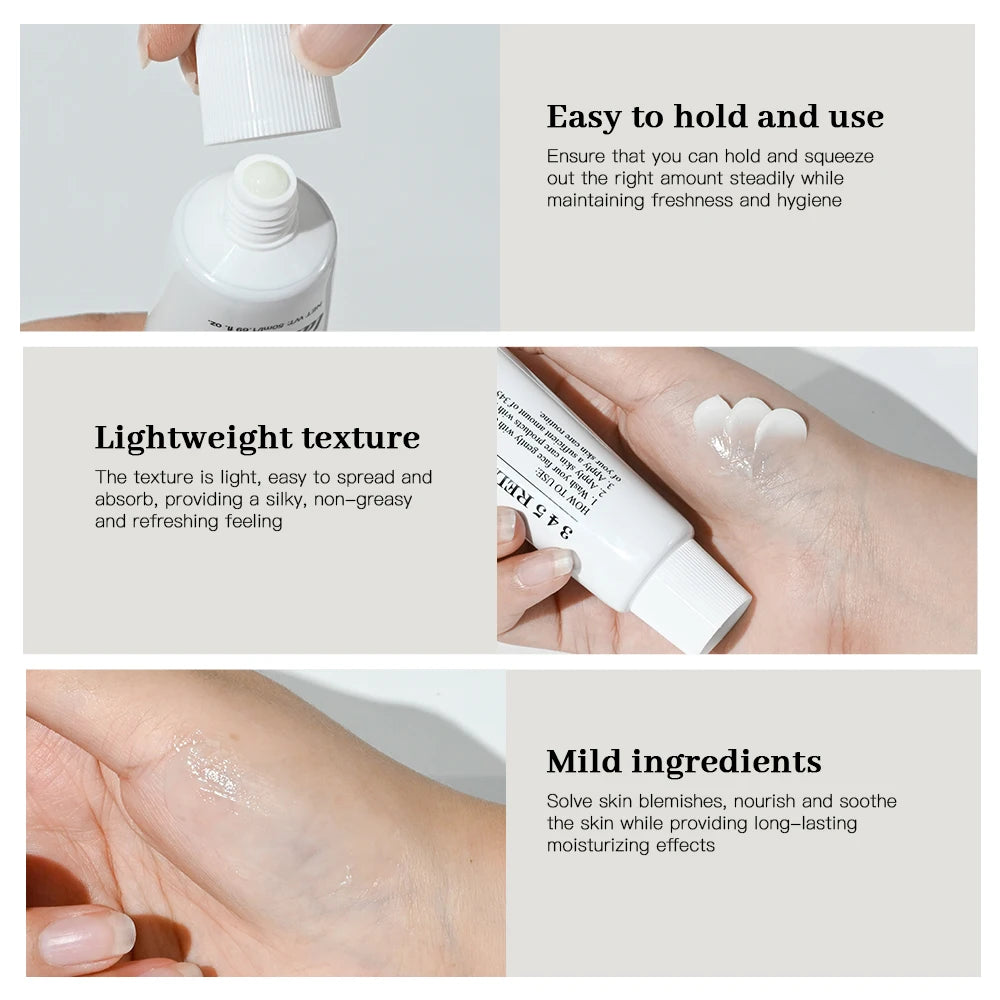 Product packaging with text on ease of use, texture, and ingredients.
