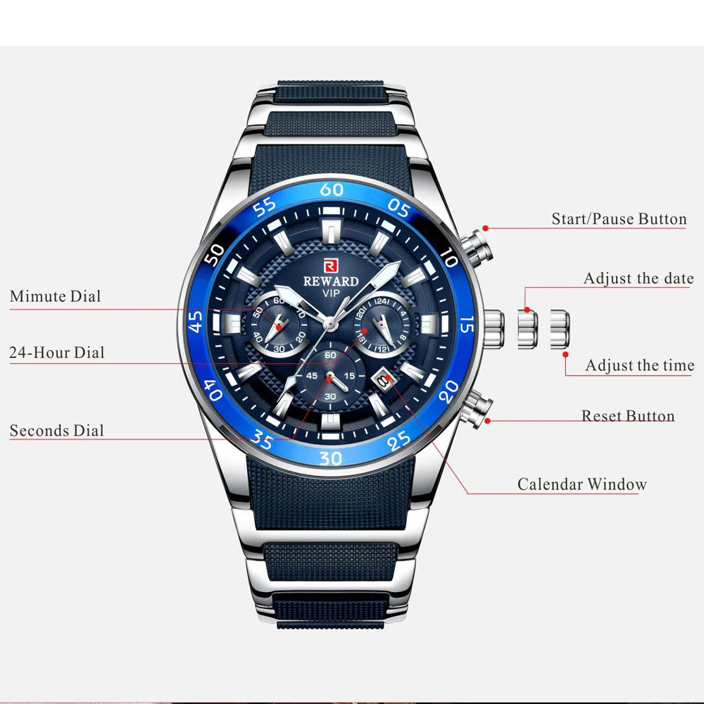 REWARD Luxury Sport Chronograph Watch