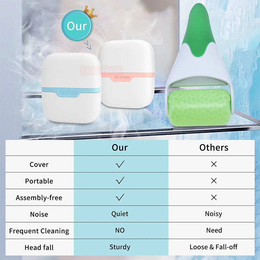 Cleaning tool with a comparison chart on a shower background