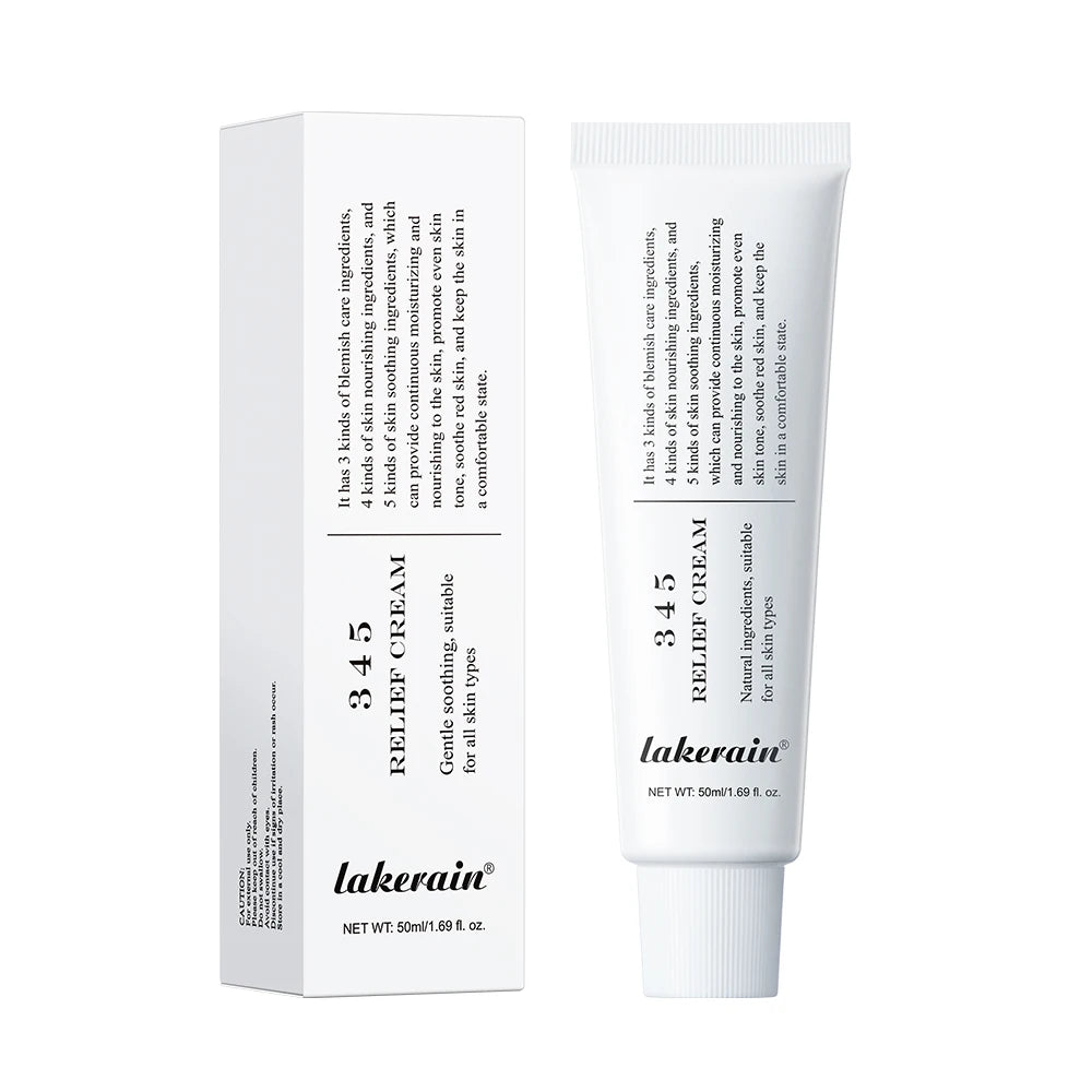 Lakerain 3.4.5 Relief Cream packaging on a white background